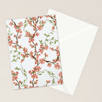 Chinoiserie Cherry Blossom Floral Rose Pink & White Stationery Card Gallery Image 2