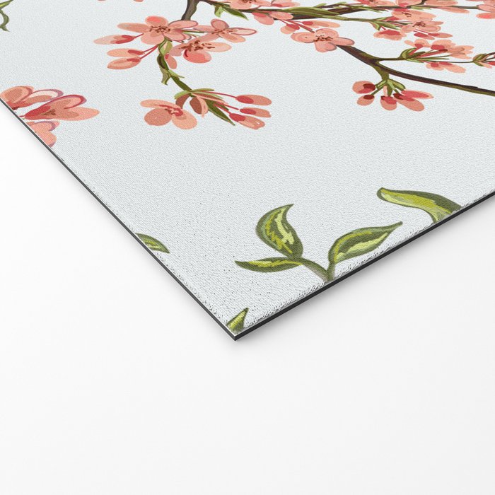 Chinoiserie Cherry Blossom Floral Rose Pink & White Welcome Mat Gallery Image 2