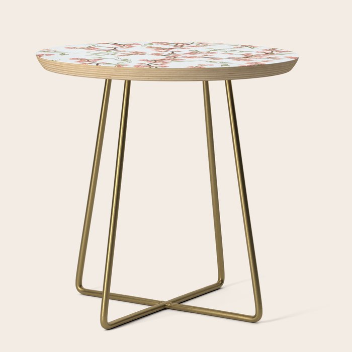 Chinoiserie Cherry Blossom Floral Rose Pink & White Side Table Gallery Image 1