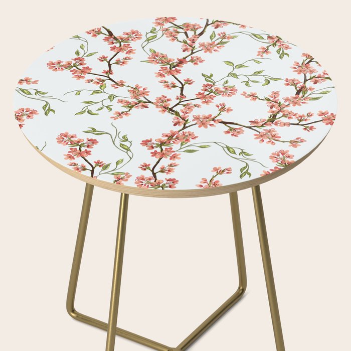 Chinoiserie Cherry Blossom Floral Rose Pink & White Side Table Gallery Image 2