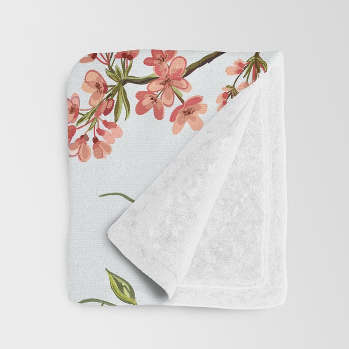 Chinoiserie Cherry Blossom Floral Rose Pink & White Throw Blanket Gallery Image 3