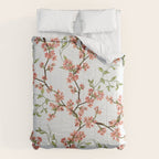 Chinoiserie Cherry Blossom Floral Rose Pink & White Comforter Gallery Image 6