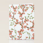 Chinoiserie Cherry Blossom Floral Rose Pink & White Stationery Card Gallery Image 2