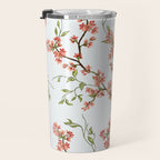 Chinoiserie Cherry Blossom Floral Rose Pink & White Travel Mug Gallery Image 3