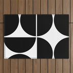 Mid Century Modern Black Square Outdoor Rug Gallery Image 1