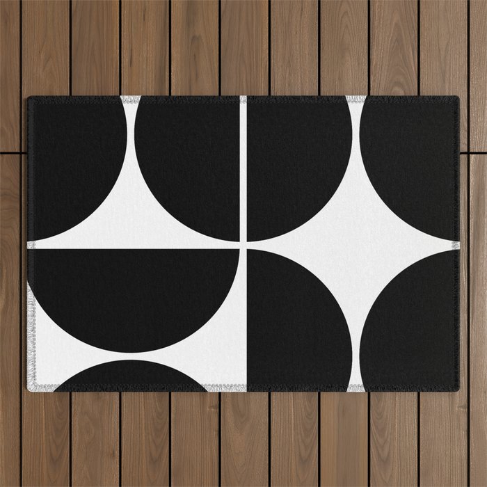 Mid Century Modern Black Square Outdoor Rug Gallery Image 1