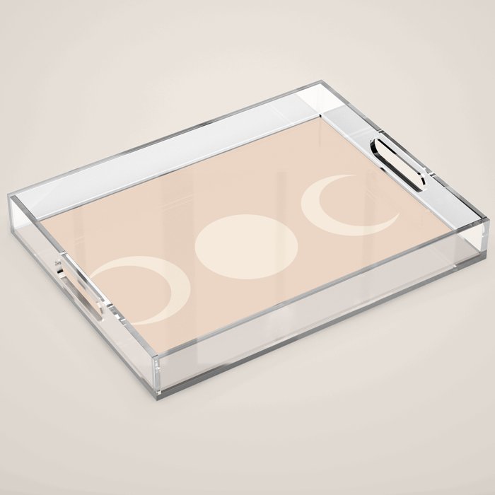 Moon Shapes Minimalism - Ethereal Light Acrylic Tray Gallery Image 1