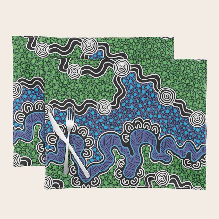 Authentic Aboriginal Art - The River (green) Placemat Gallery Image 1