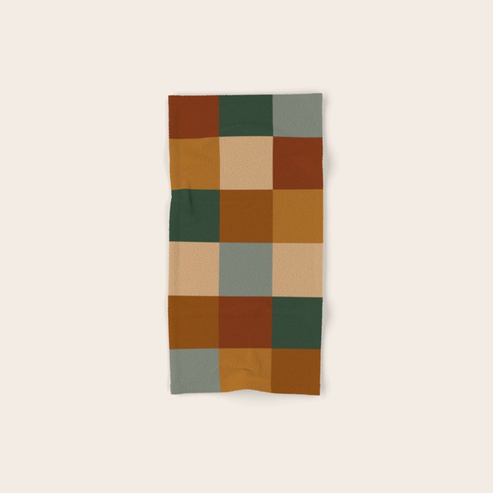 Bold Earthy Checks Pattern - Large VI Bath Towel Gallery Image 1