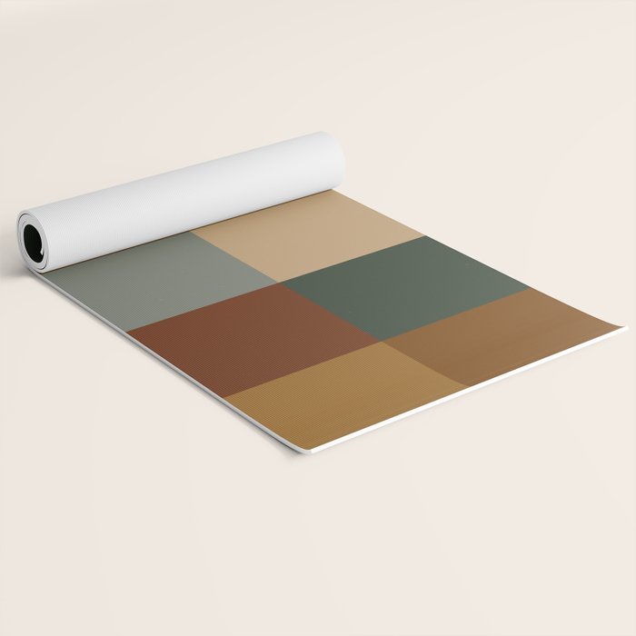 Bold Earthy Checks Pattern - Large VI Yoga Mat Gallery Image 2