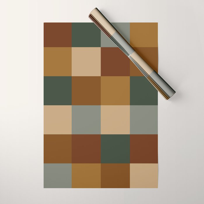 Bold Earthy Checks Pattern - Large VI Wrapping Paper Gallery Image 1