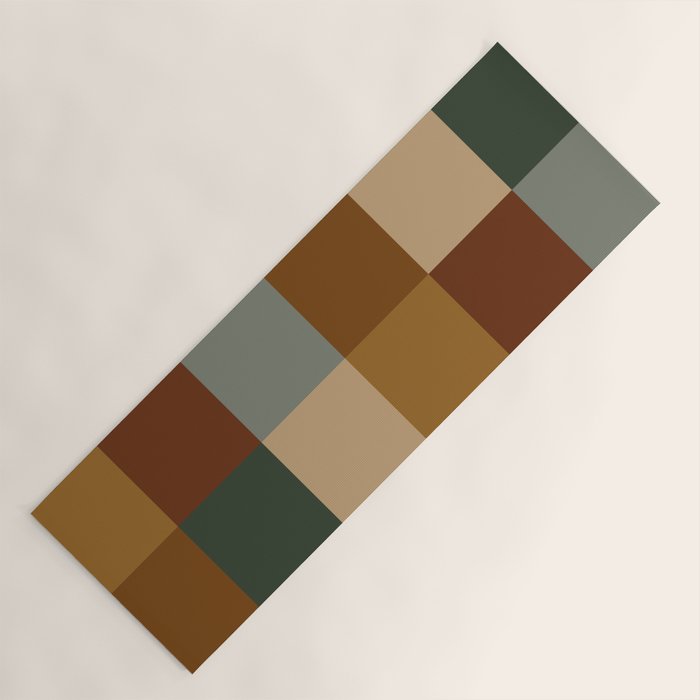 Bold Earthy Checks Pattern - Large VI Yoga Mat Gallery Image 1