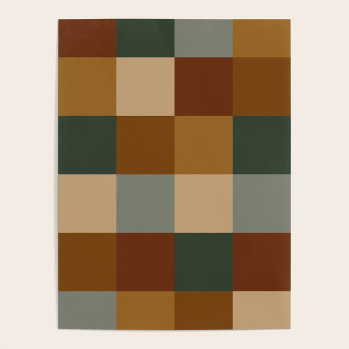 Bold Earthy Checks Pattern - Large VI Poster Gallery Image 4