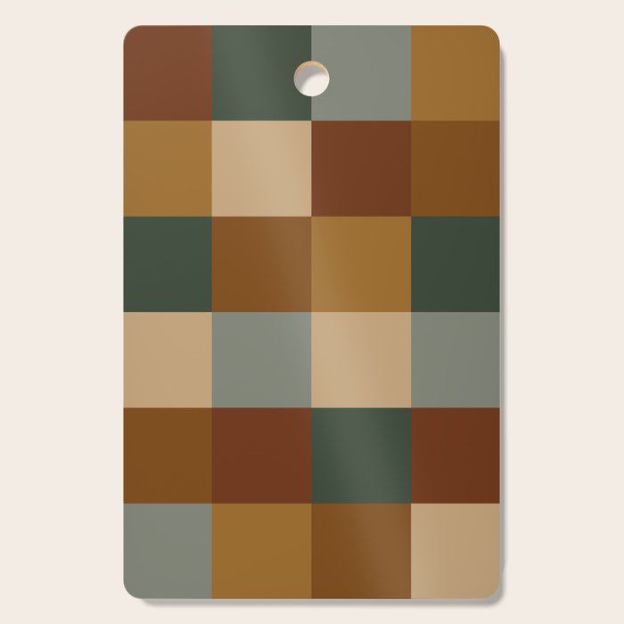 Bold Earthy Checks Pattern - Large VI Cutting Board Gallery Image 1
