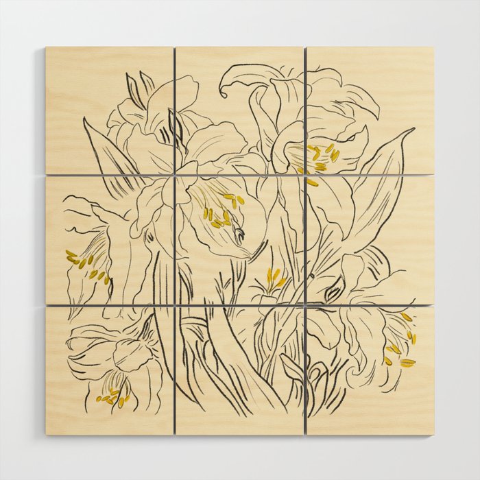 Minimalist Garden flowers Wood Wall Art Gallery Image 1