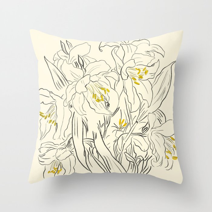 Minimalist Garden flowers Throw Pillow Gallery Image 6
