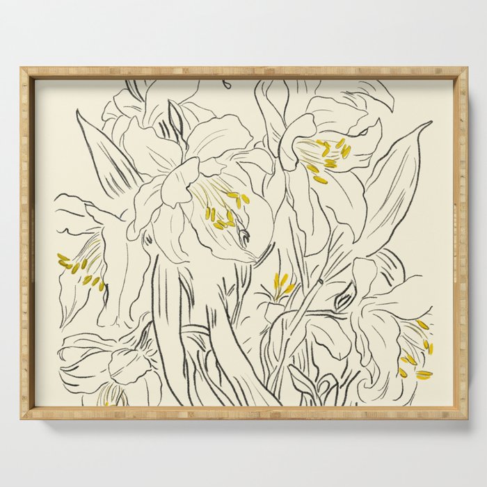 Minimalist Garden flowers Serving Tray Gallery Image 1