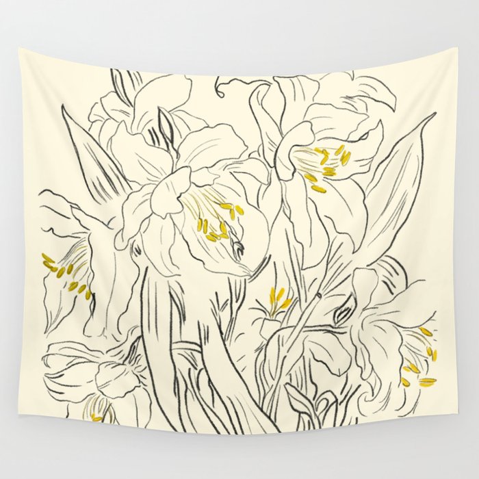 Minimalist Garden flowers Wall Tapestry Gallery Image 1