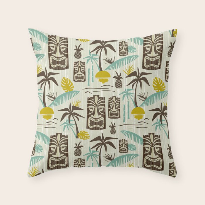 Island Tiki - Tan Throw Pillow Gallery Image 6