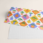 Retro colorful geometric flower art pattern Wrapping Paper Gallery Image 2