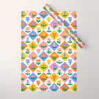 Retro colorful geometric flower art pattern Wrapping Paper Gallery Image 1