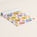 Retro colorful geometric flower art pattern Yoga Mat Gallery Image 2