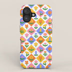 Retro colorful geometric flower art pattern iPhone Case Gallery Image 1