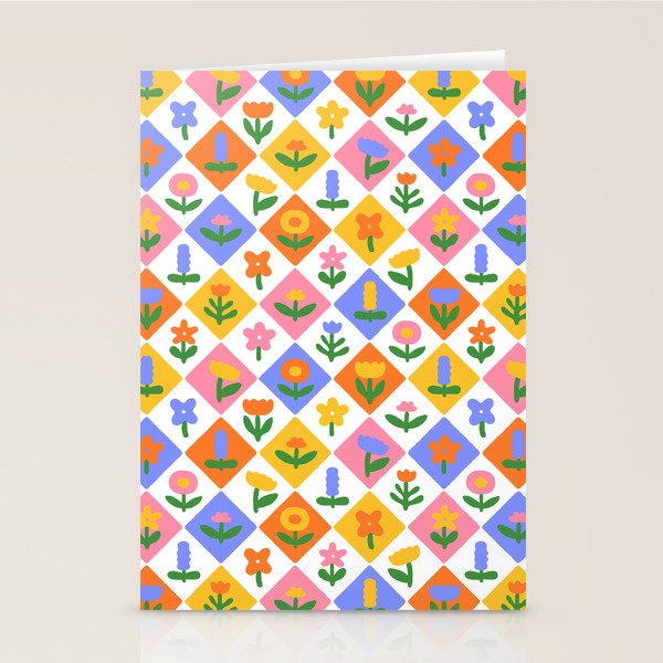 Retro colorful geometric flower art pattern Stationery Card Gallery Image 2