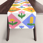 Retro colorful geometric flower art pattern Table Runner Gallery Image 1