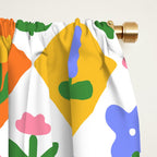 Retro colorful geometric flower art pattern Window Curtain Gallery Image 2