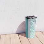 Festive, Floral, Color Block, Teal, Turquoise, Gray Travel Mug Gallery Image 4