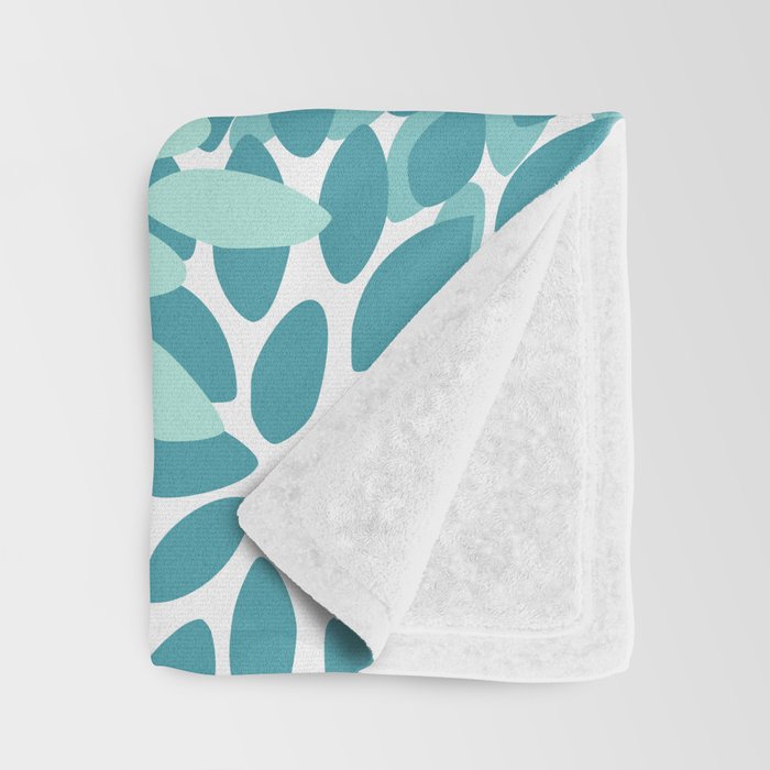 Festive, Floral, Color Block, Teal, Turquoise, Gray Throw Blanket Gallery Image 3