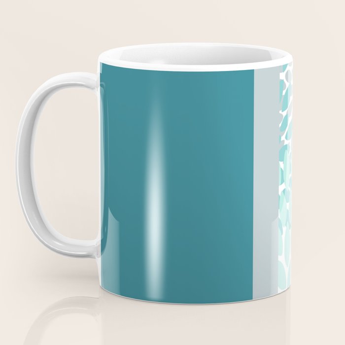 Festive, Floral, Color Block, Teal, Turquoise, Gray Coffee Mug Gallery Image 3