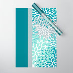 Festive, Floral, Color Block, Teal, Turquoise, Gray Wrapping Paper Gallery Image 1