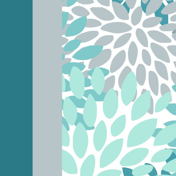 Festive, Floral, Color Block, Teal, Turquoise, Gray Coffee Mug Gallery Image 2