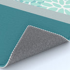 Festive, Floral, Color Block, Teal, Turquoise, Gray Rug Gallery Image 4