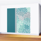Festive, Floral, Color Block, Teal, Turquoise, Gray Wall Mural Gallery Image 2