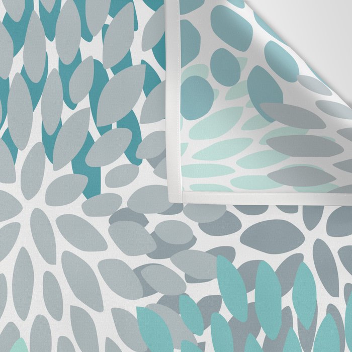 Festive, Floral, Color Block, Teal, Turquoise, Gray Wall Tapestry Gallery Image 3