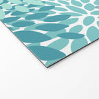 Festive, Floral, Color Block, Teal, Turquoise, Gray Welcome Mat Gallery Image 2