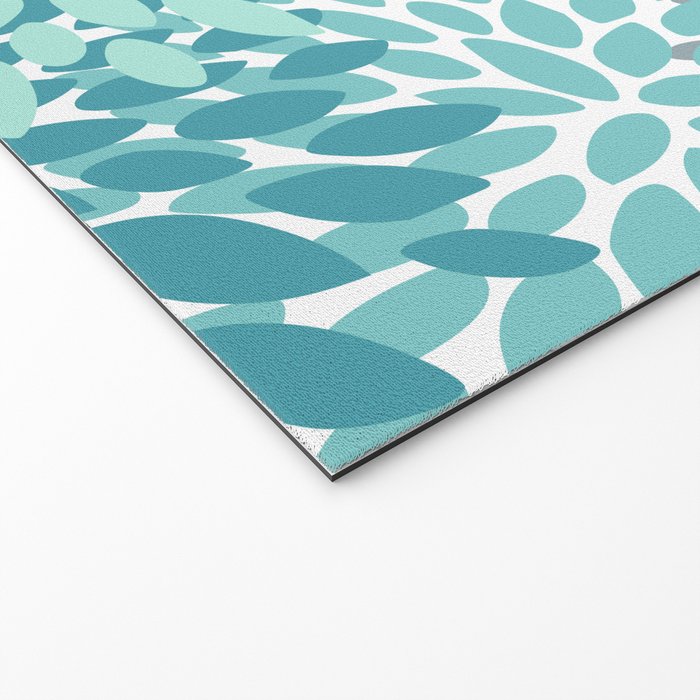 Festive, Floral, Color Block, Teal, Turquoise, Gray Welcome Mat Gallery Image 2