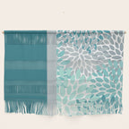 Festive, Floral, Color Block, Teal, Turquoise, Gray Wall Hanging Gallery Image 1
