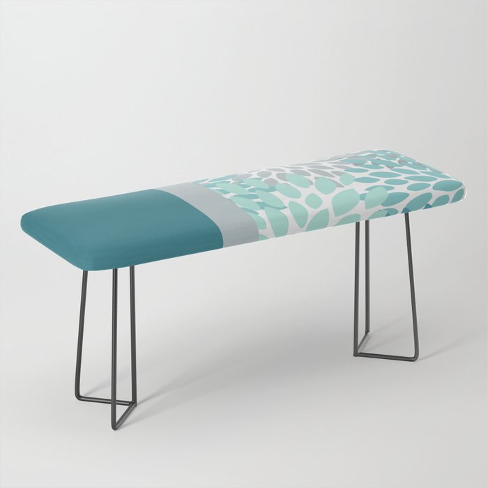 Festive, Floral, Color Block, Teal, Turquoise, Gray Bench Gallery Image 1