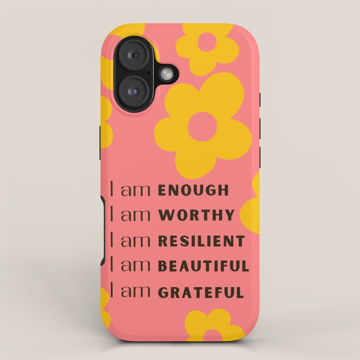 daily affirmations for confidence - self care intentions iPhone Case Gallery Image 1