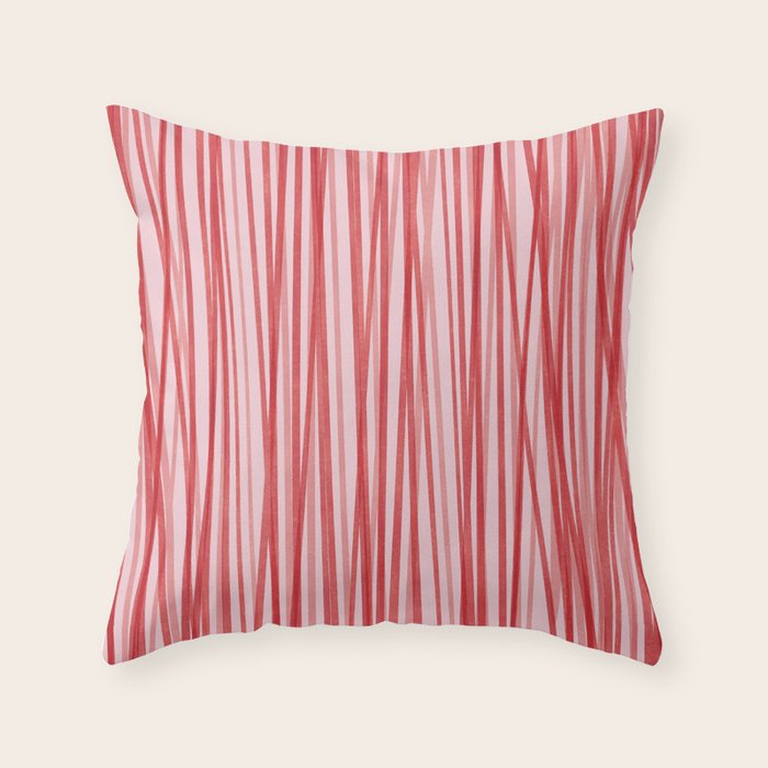 Peppermint Stick - Festive Red Stripes Throw Pillow Gallery Image 6