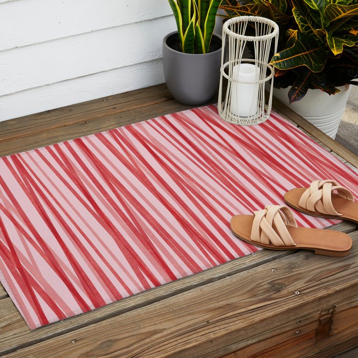 Peppermint Stick - Festive Red Stripes Outdoor Rug Gallery Image 2