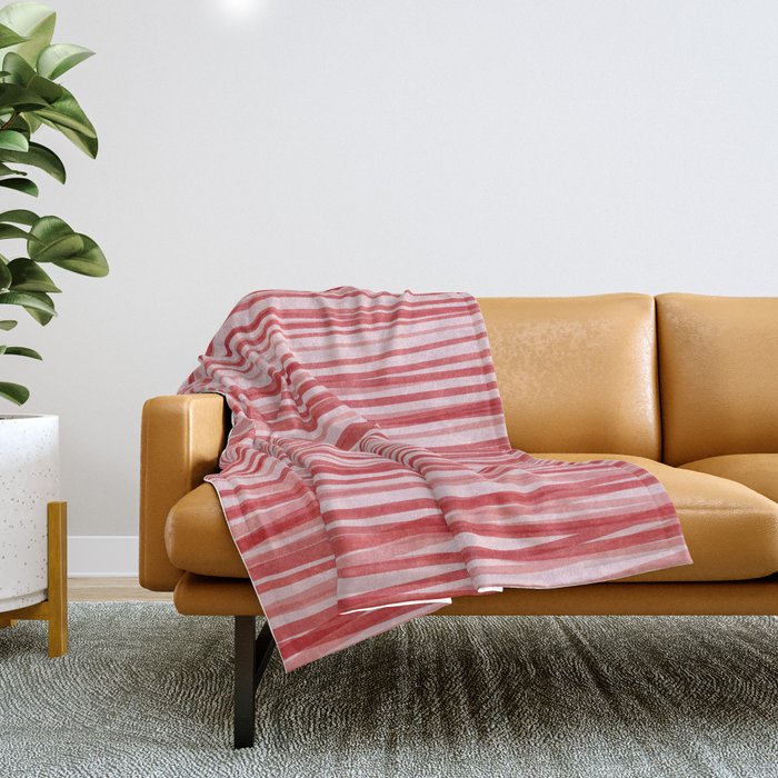 Peppermint Stick - Festive Red Stripes Throw Blanket Gallery Image 1
