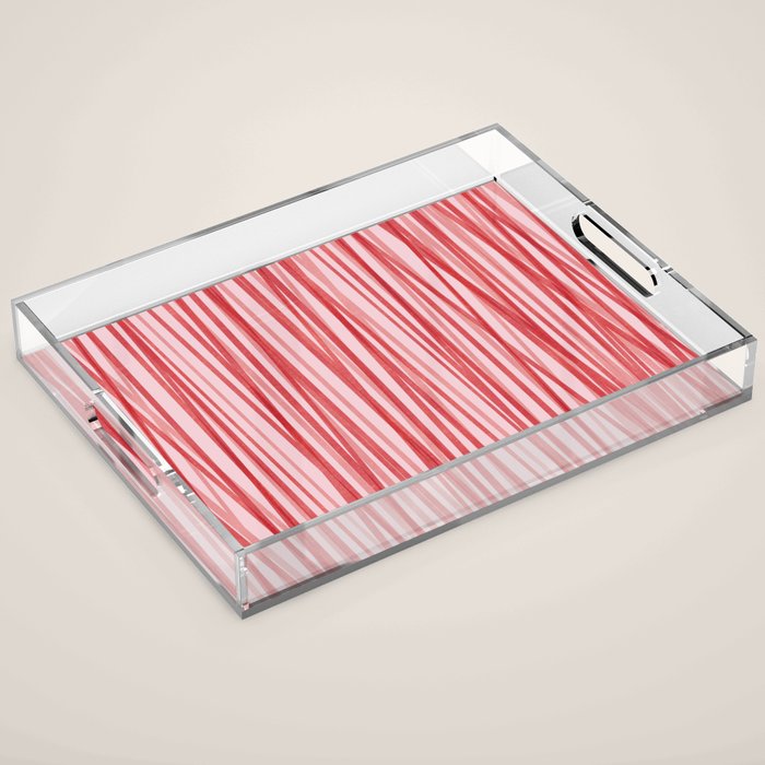 Peppermint Stick - Festive Red Stripes Acrylic Tray Gallery Image 1