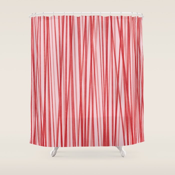 Peppermint Stick - Festive Red Stripes Shower Curtain Gallery Image 1