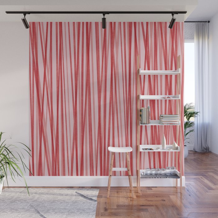 Peppermint Stick - Festive Red Stripes Wall Mural Gallery Image 1