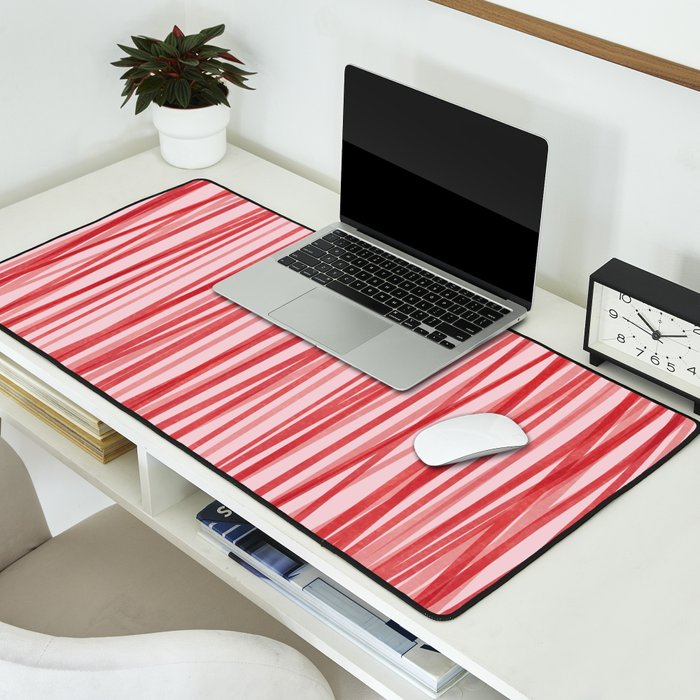 Peppermint Stick - Festive Red Stripes Desk Mat Gallery Image 2